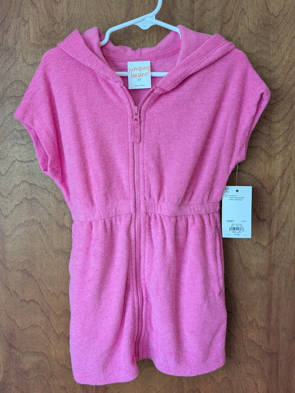 Jumping Beans Hot Pink Hooded Zip Terry Cover-up